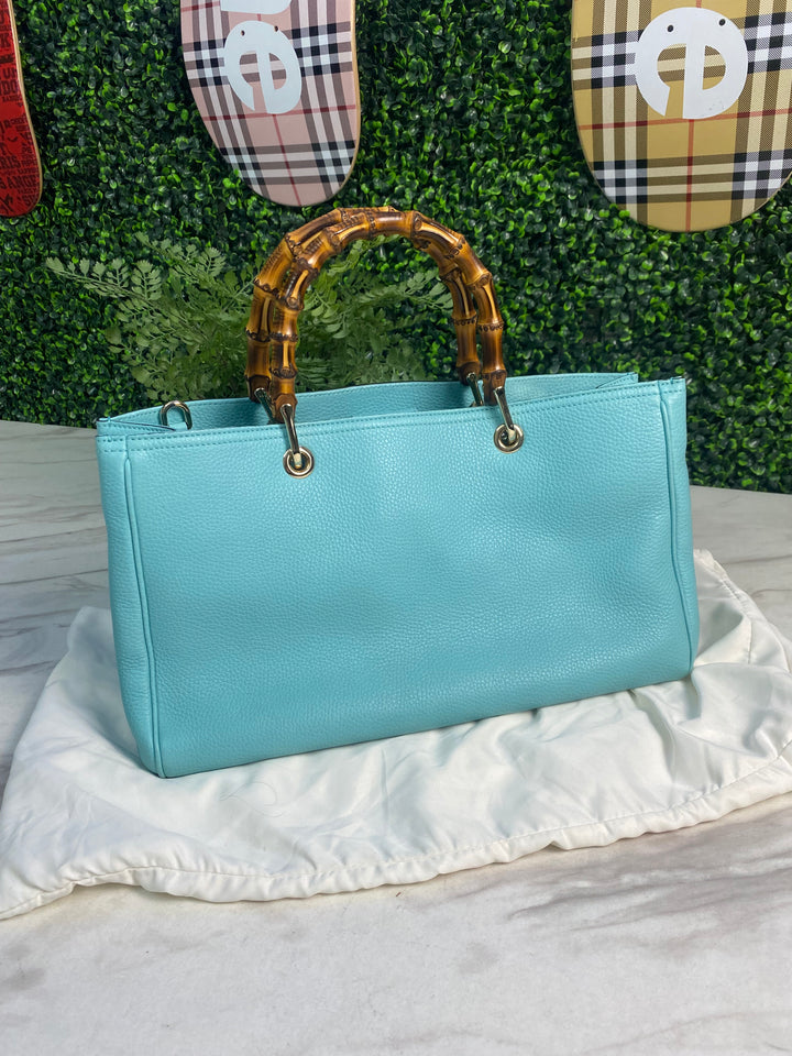 Gucci Pebbled Leather Bamboo Shopper Tote (HP01)