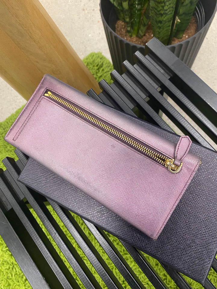 Prada Purple Saffiano Long Wallet (8878)
