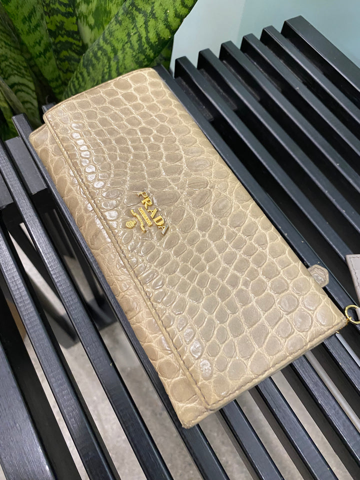 Prada Croc Embossed Long Wallet (9955)