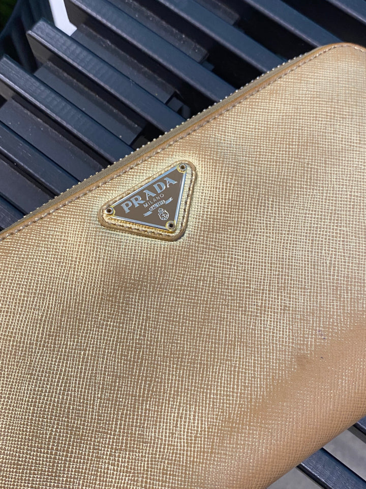 Prada Bronze Saffiano Zippy Wallet (5612)