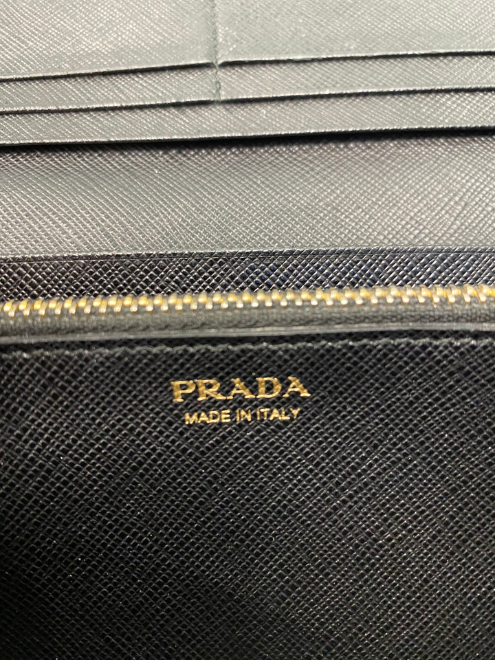 Prada Black Saffiano Bow Long Wallet (8099)