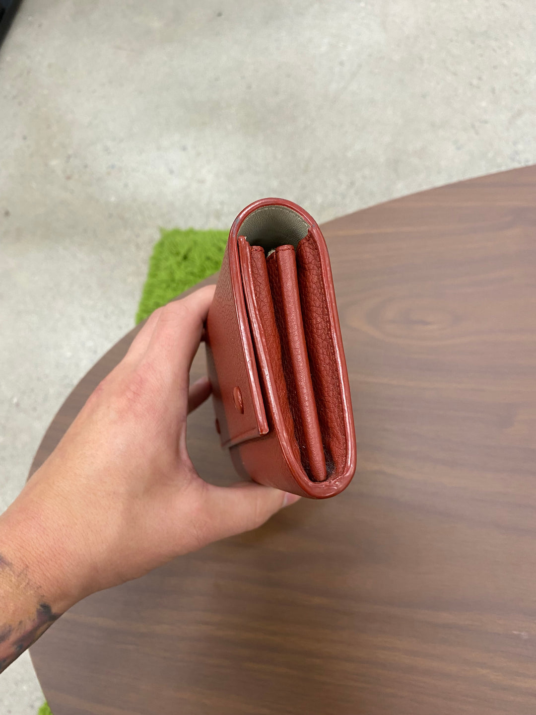 Celine Red Leather Double Snap Long Wallet (5962)