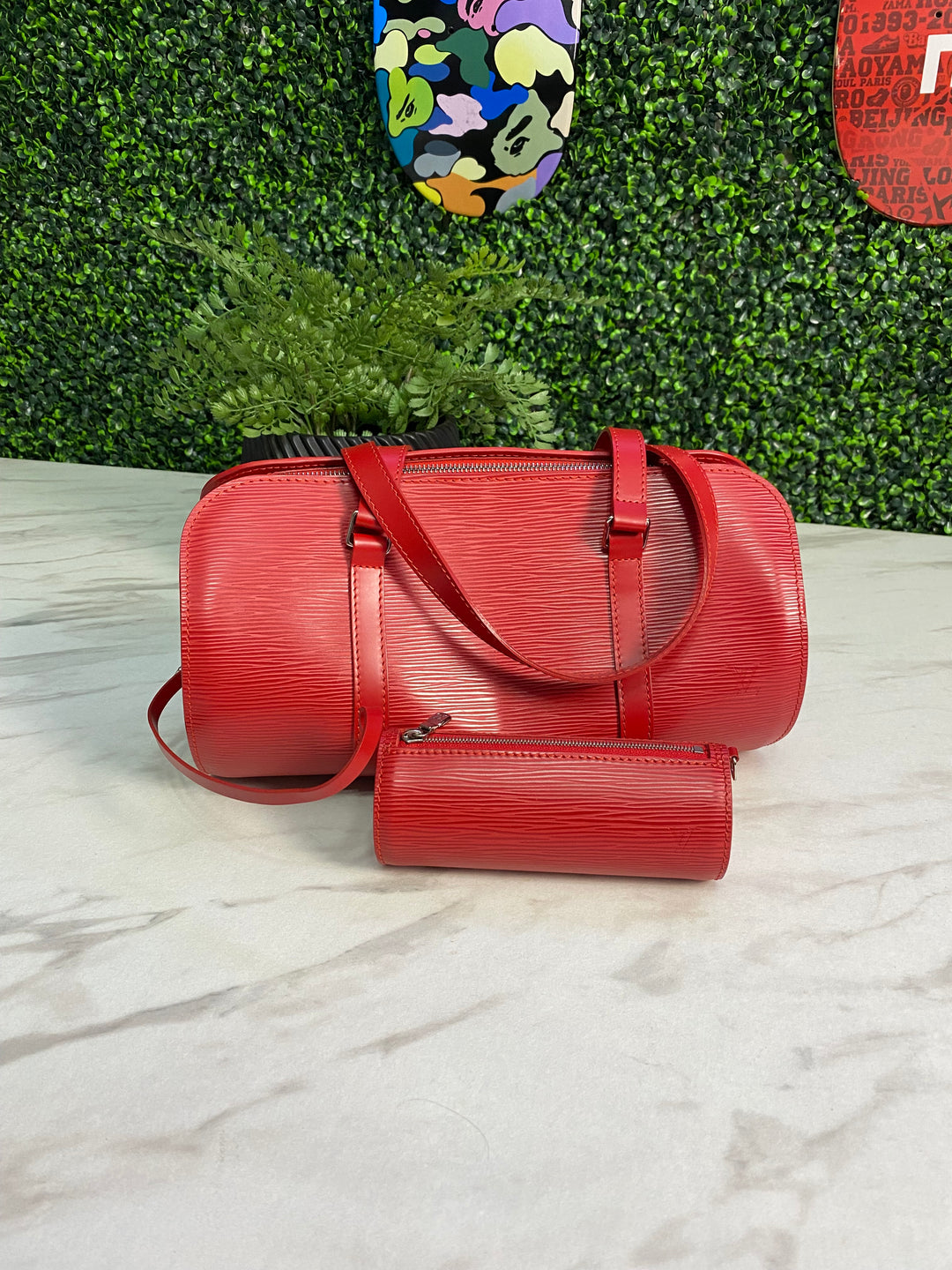 Louis Vuitton Red Epi Soufflot Bag (807)