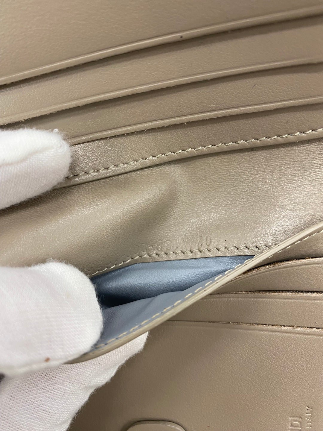 Fendi Taupe Leather Compact Wallet (5898)