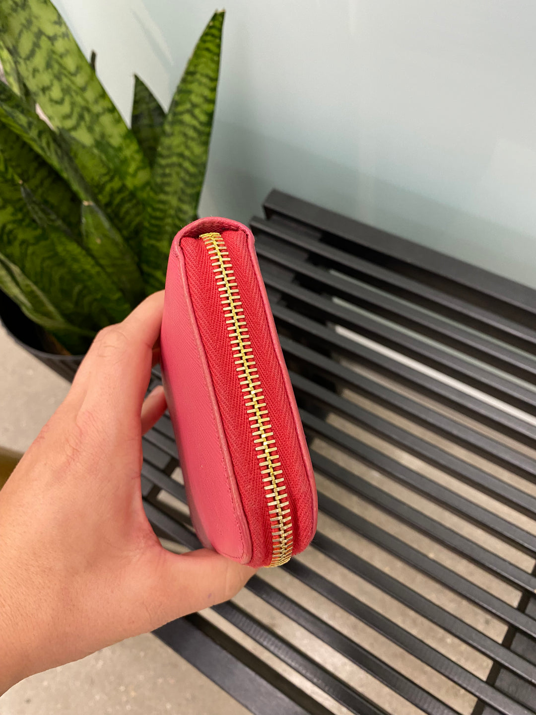 Prada Fuchsia Saffiano Zippy Wallet (3074)