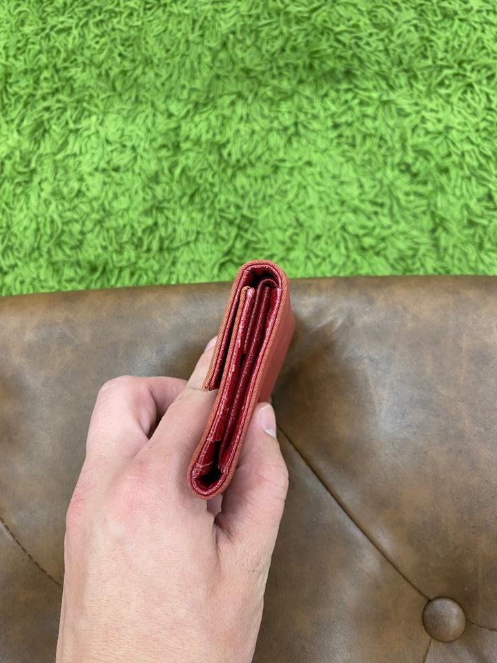 Prada Red Nylon Compact Trifold Wallet (8212)