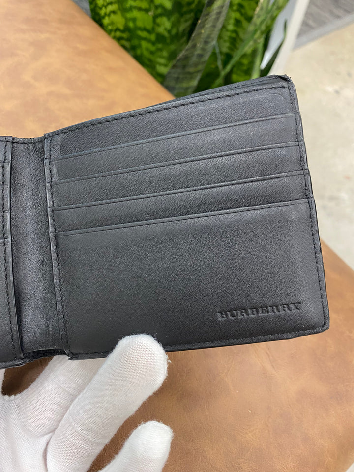 Burberry Black and Blue Check Billfold Wallet (4241)