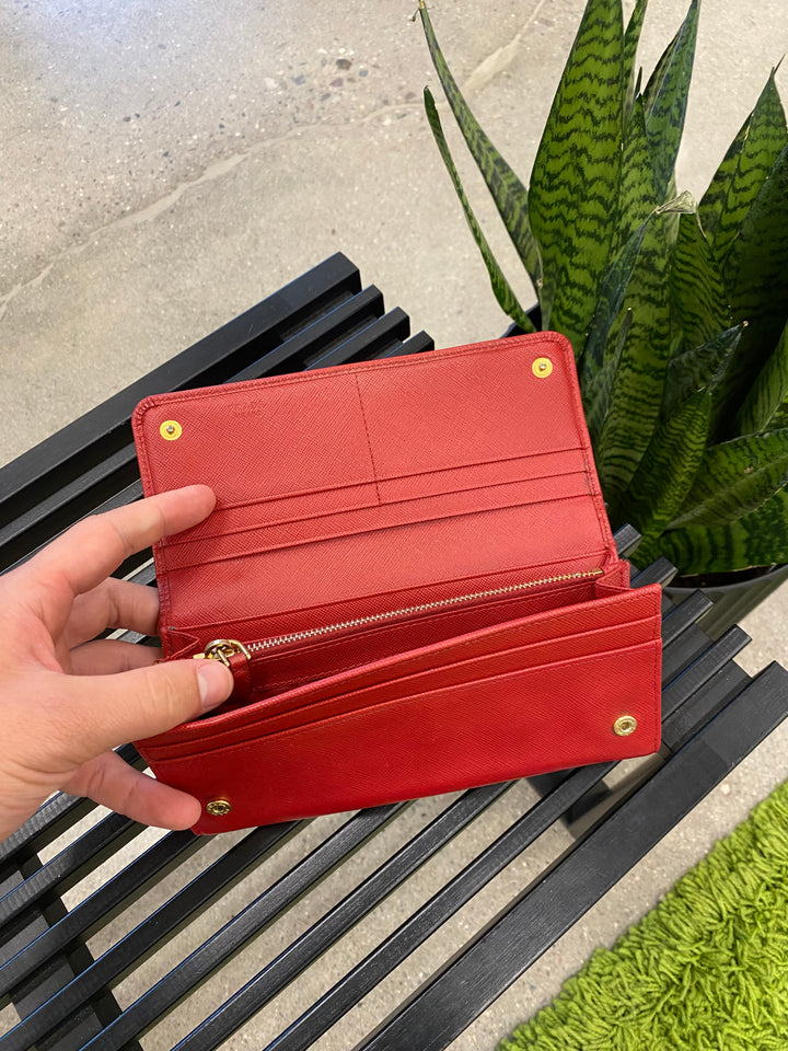 Prada Pink Saffiano Bow Long Wallet (5919)