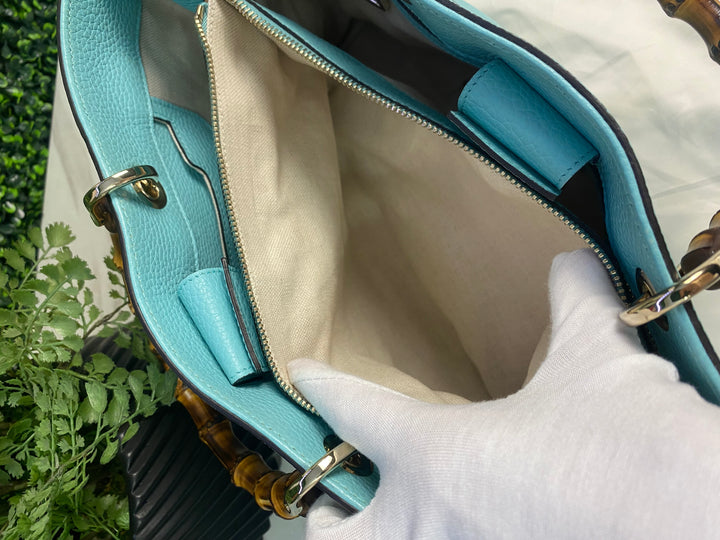 Gucci Pebbled Leather Bamboo Shopper Tote (HP01)
