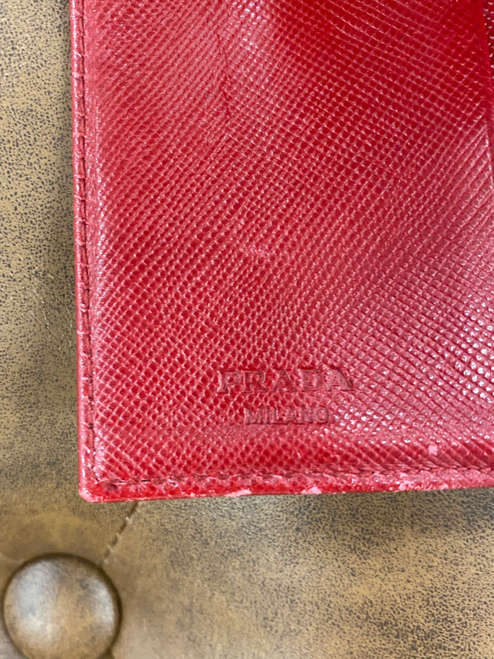 Prada Red Nylon Compact Trifold Wallet (8212)