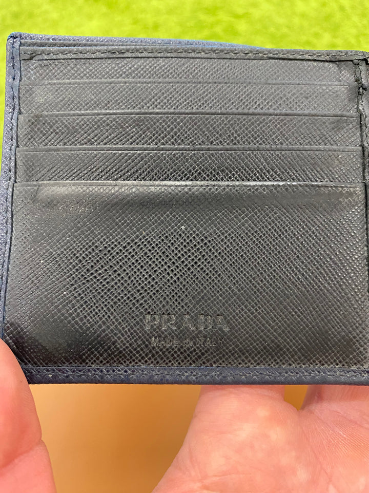 Prada Navy Saffiano Billfold Wallet (9457)