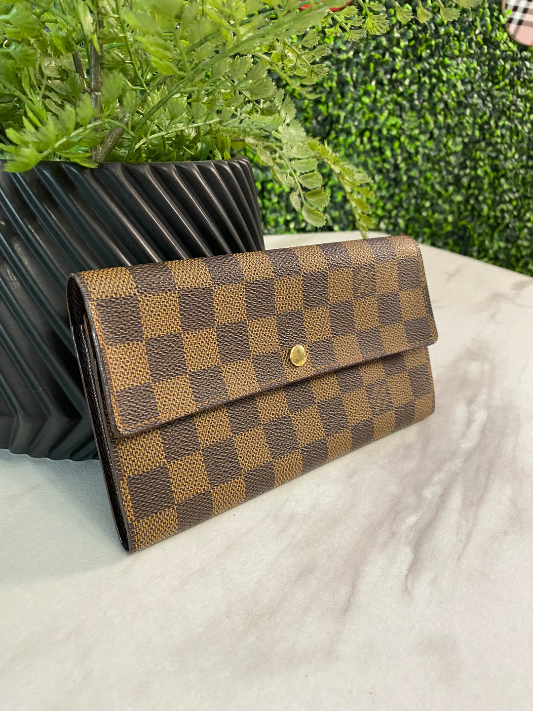 Louis Vuitton Damier Ebene Sarah Long Wallet (438)