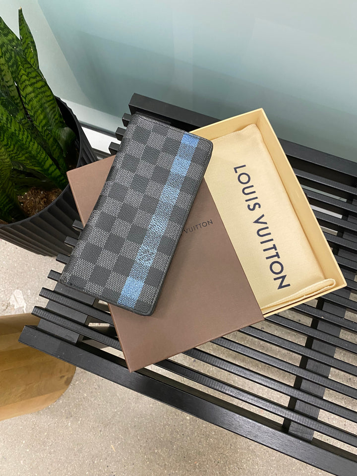 Louis Vuitton Damier Graphite and Cobalt Brazza Wallet (4736)