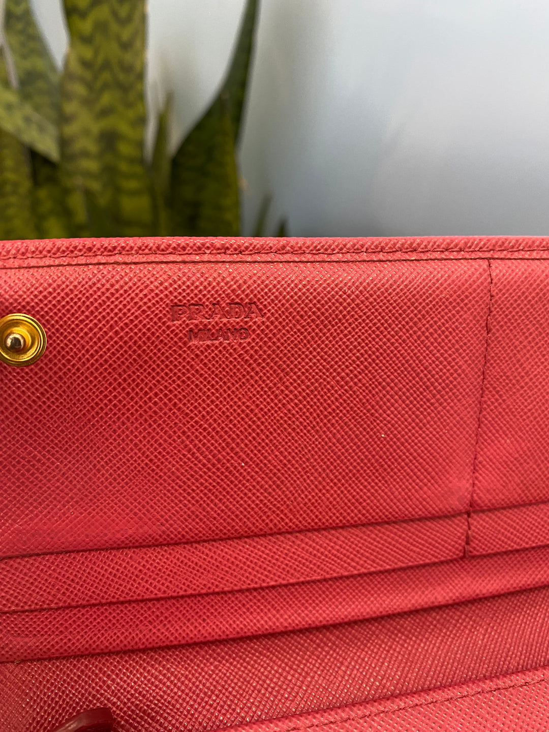 Prada Pink Saffiano Bow Long Wallet (9546)