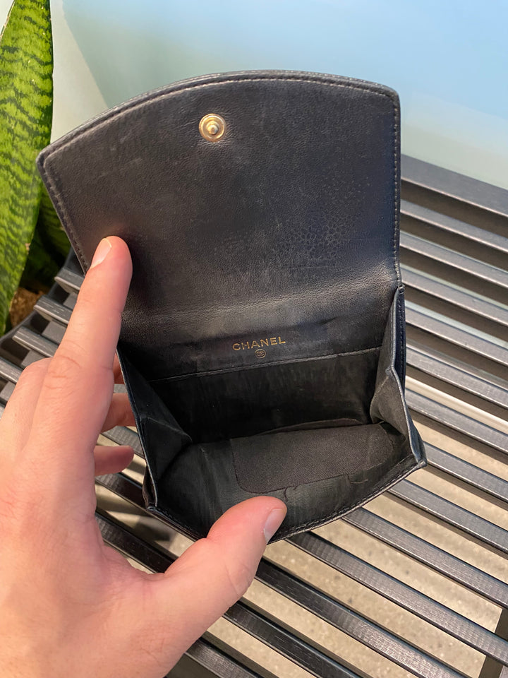 Chanel Black Caviar Compact Wallet (1982)