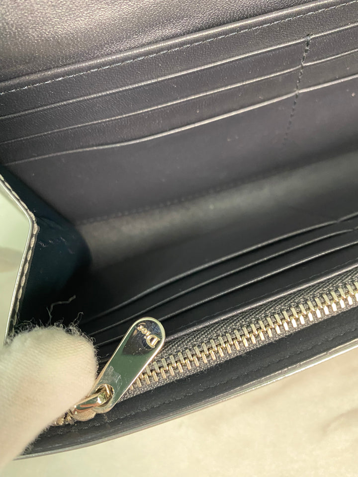 Christian Dior Metallic Calfskin Micro-Cannage Wallet (7262)