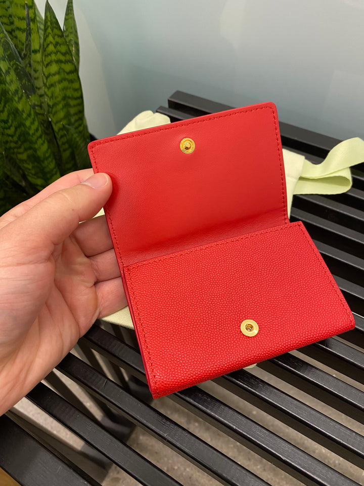 Burberry Red Grained Leather Compact Wallet (9113)