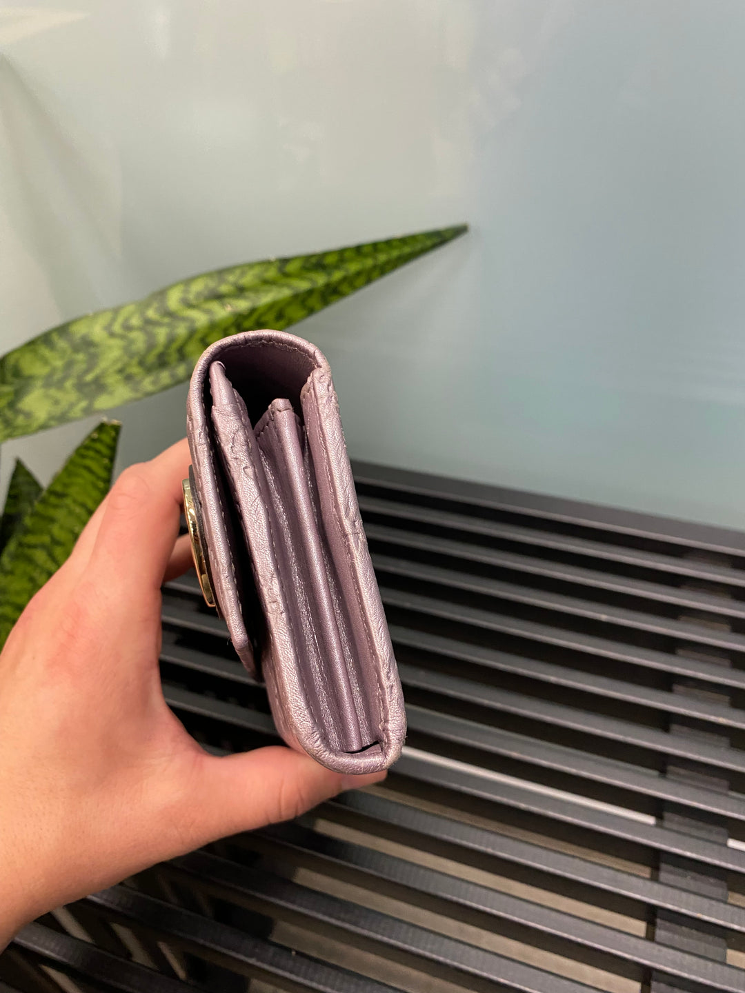 Gucci Metallic Lavender Guccissima Heart Long Wallet (3033)