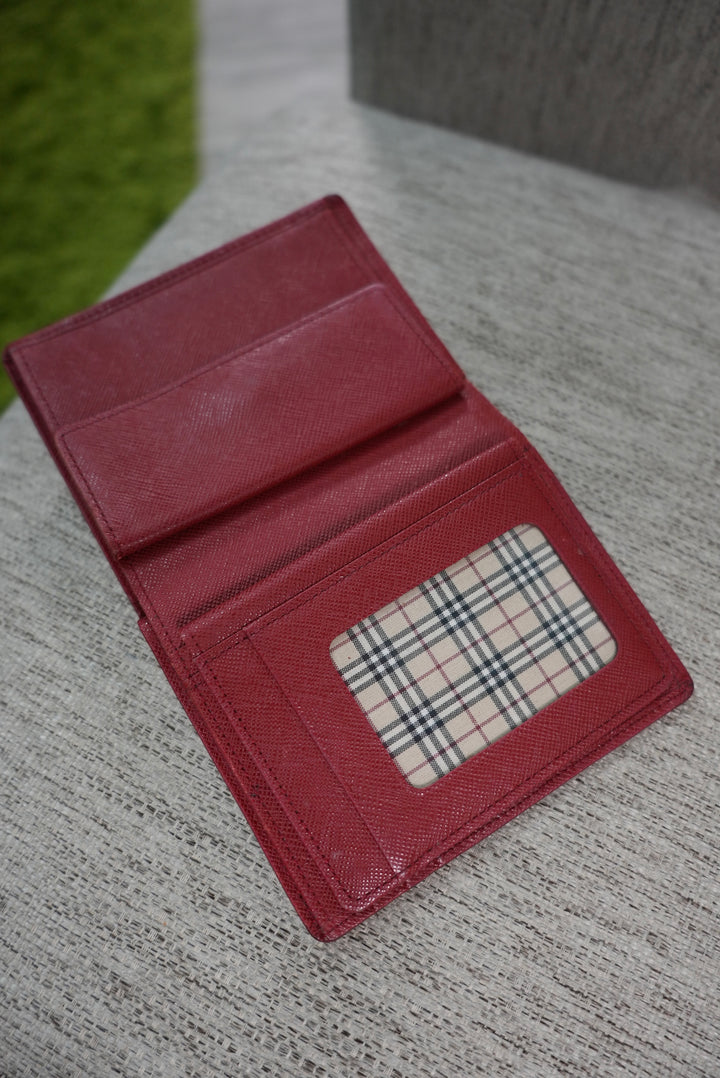 Burberry Red Leather Card Case Wallet