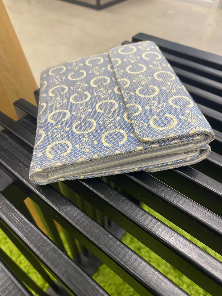 Celine Blue Canvas Compact Trifold Wallet (4941)