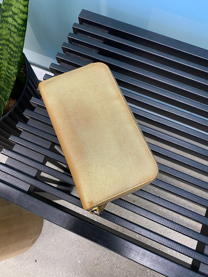 Prada Bronze Saffiano Zippy Wallet (5612)