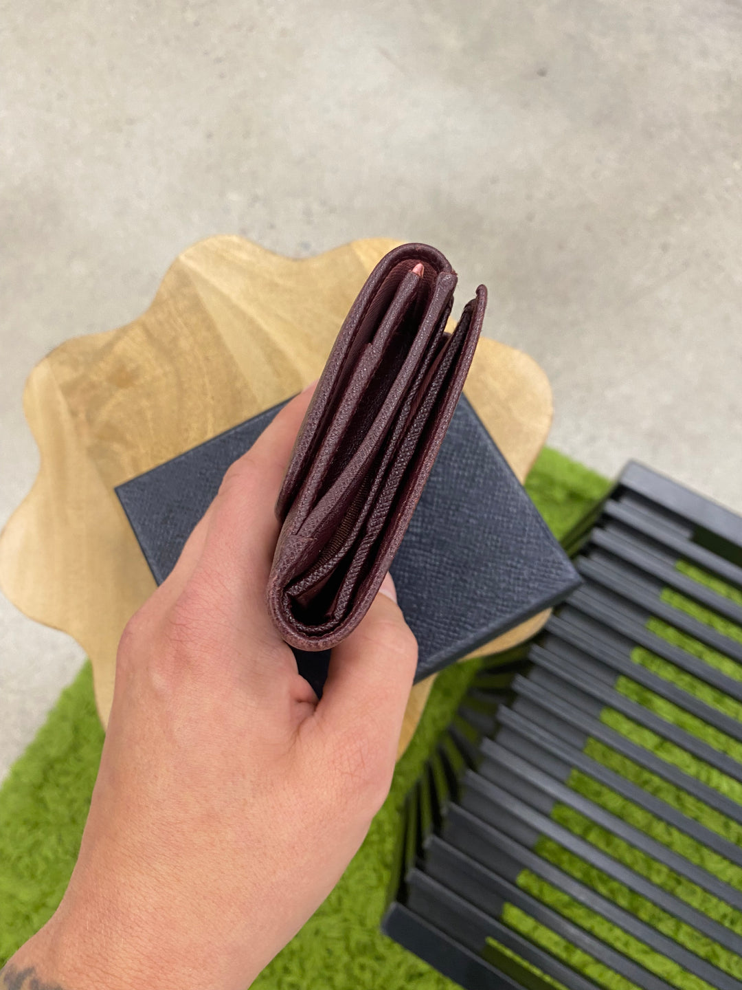 Prada Plum Saffiano Compact Wallet (3956)