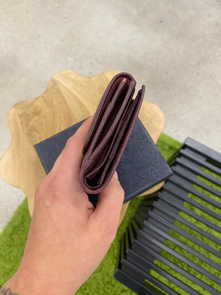 Prada Plum Saffiano Compact Wallet (3956)