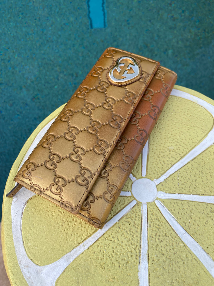 Gucci Gold Guccissima Heart Long Wallet (3867)