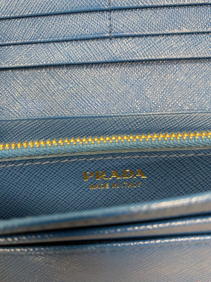 Prada Cobalt Saffiano Bow Long Wallet (6550)