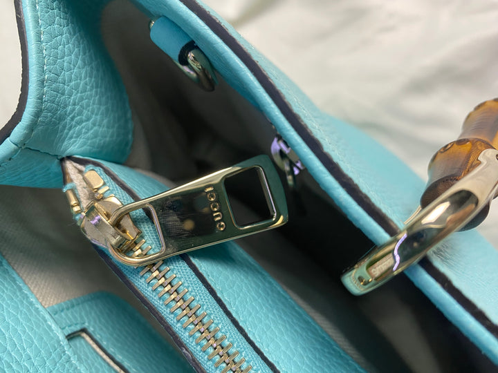 Gucci Pebbled Leather Bamboo Shopper Tote (HP01)