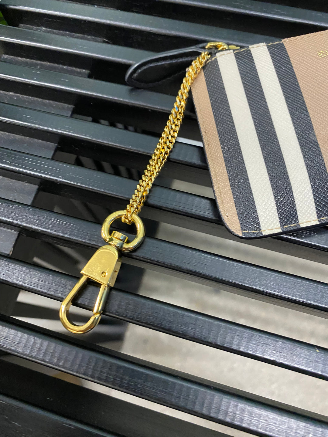 Burberry Striped Coated Canvas Key Cles (9323-2)