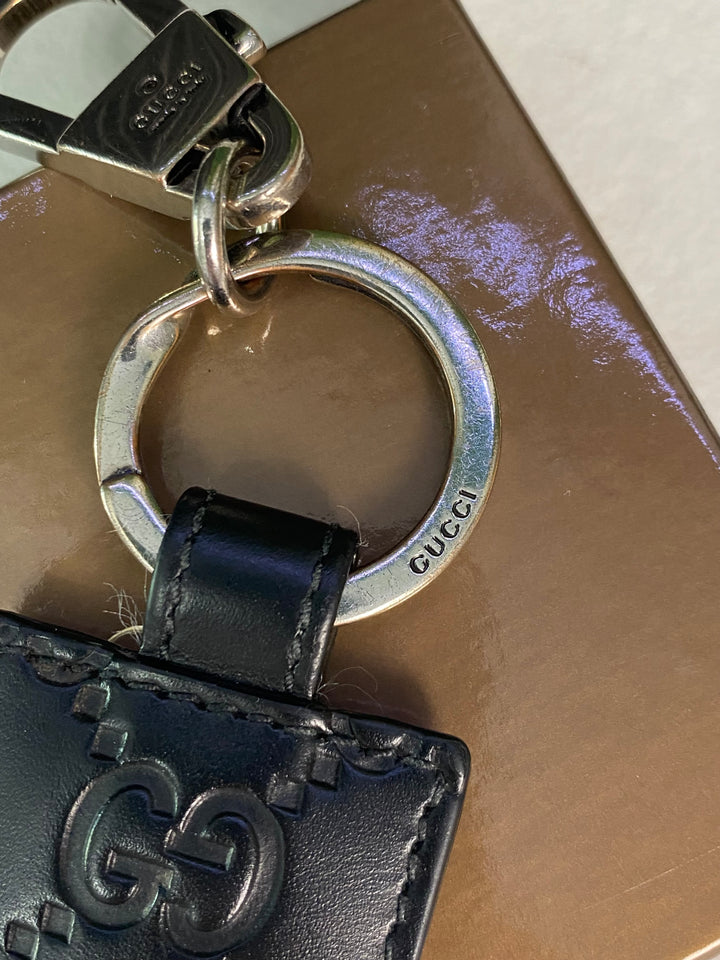 Gucci Black Guccissima Keychain Charm (0241)