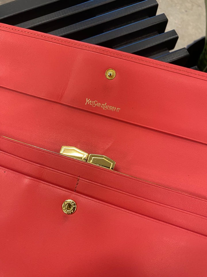 Saint Laurent Vintage YSL Red Leather Long Wallet (486)