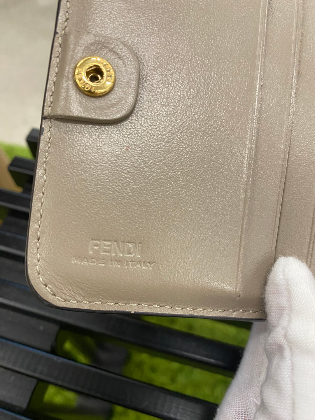 Fendi Taupe Leather Compact Wallet (5898)