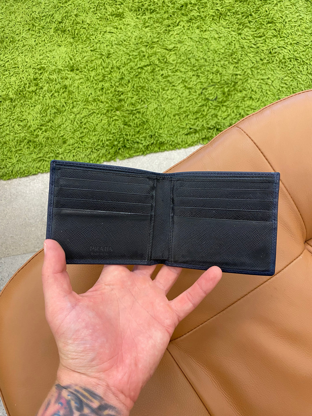 Prada Navy Saffiano Billfold Wallet (9457)