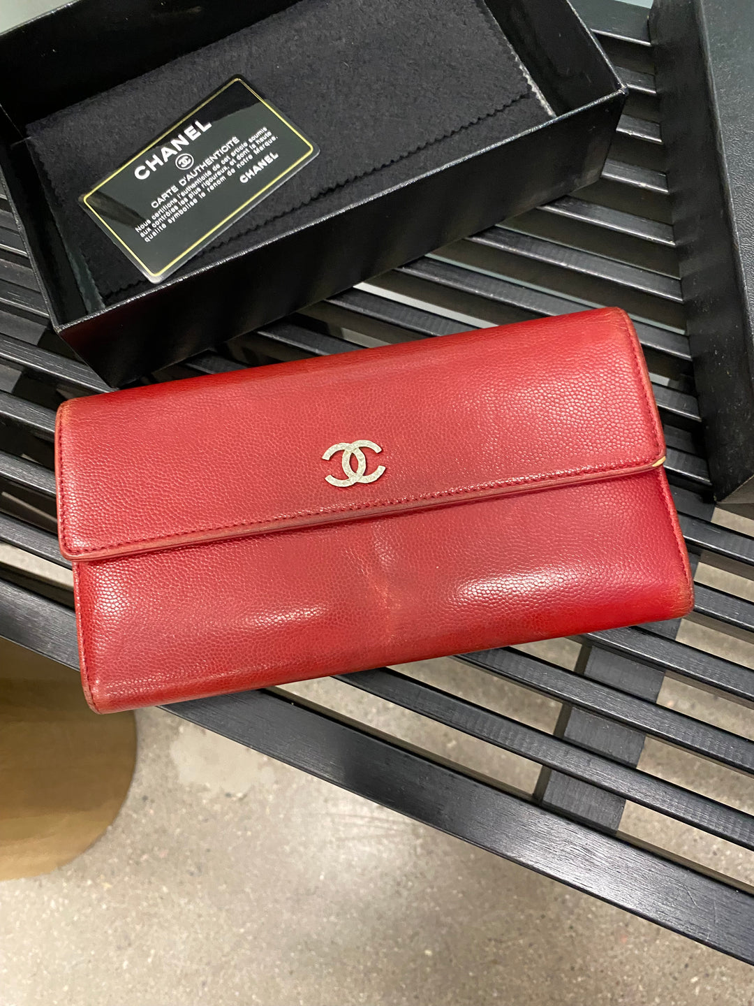 Chanel Red Caviar Long Wallet (1997)