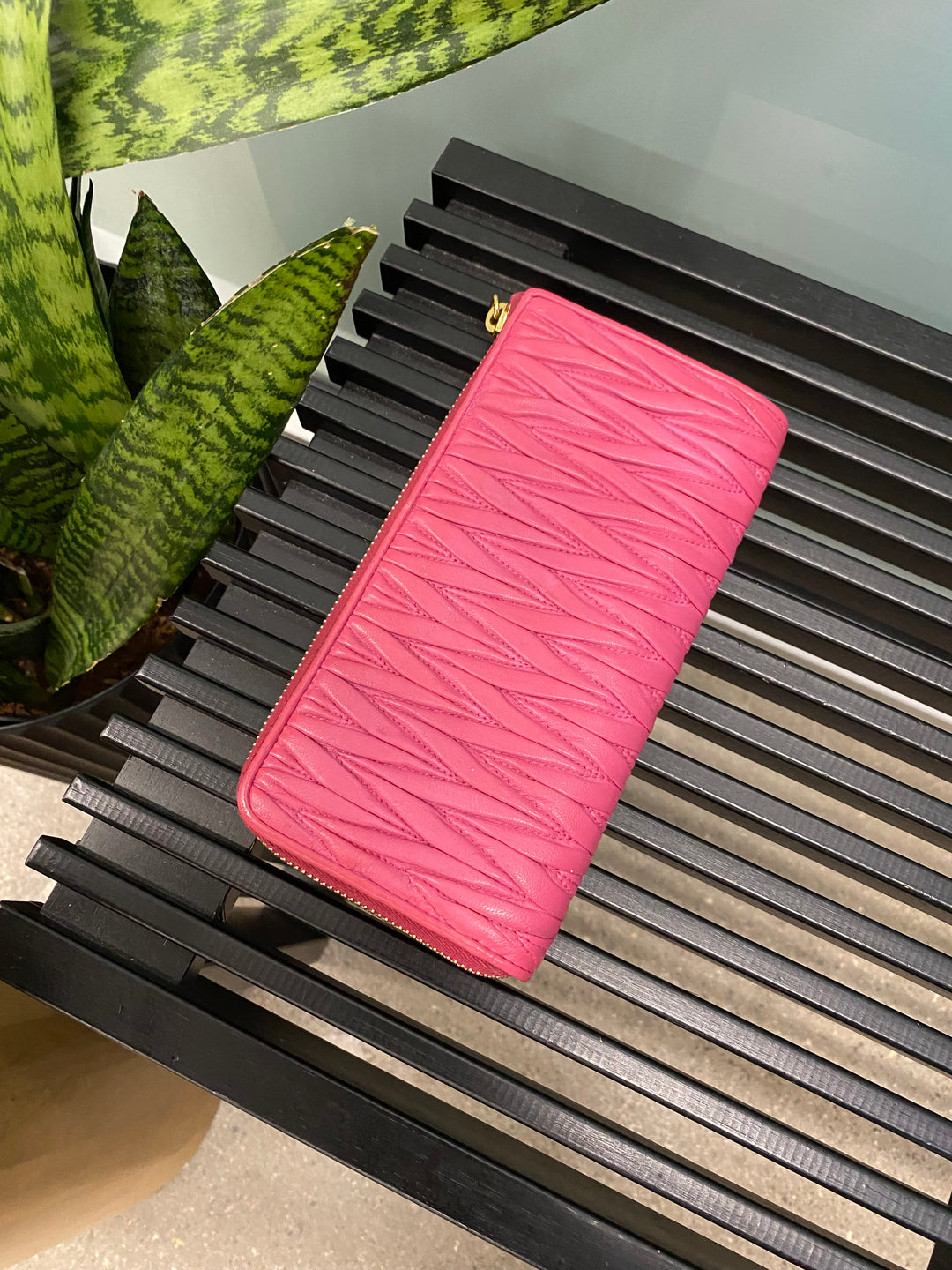 Miu Miu Pink Quilted L Zip Long Wallet (2189)