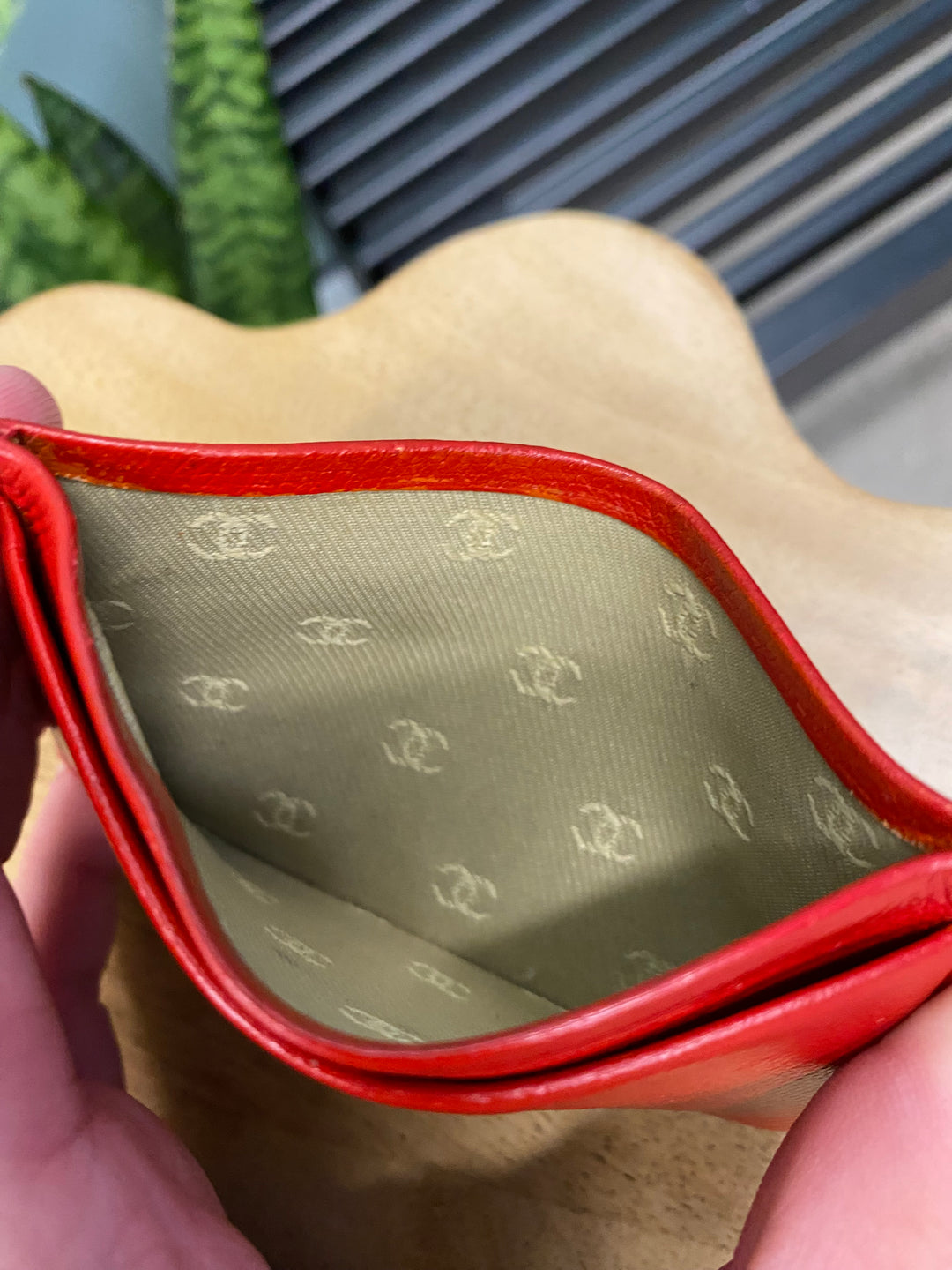 Chanel Red Leather CC Button Card Holder (2003)
