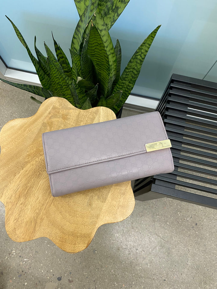 Gucci Lavender Micro Guccissima Long Wallet (3305)