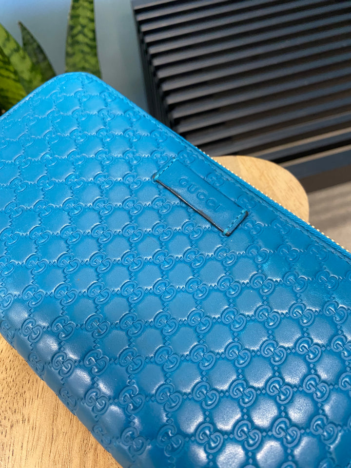 Gucci Turquoise Guccissima Zippy Wallet (8370)