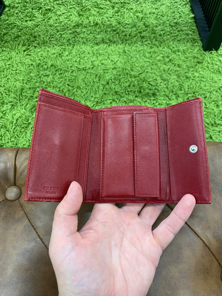 Prada Red Nylon Compact Trifold Wallet (8212)