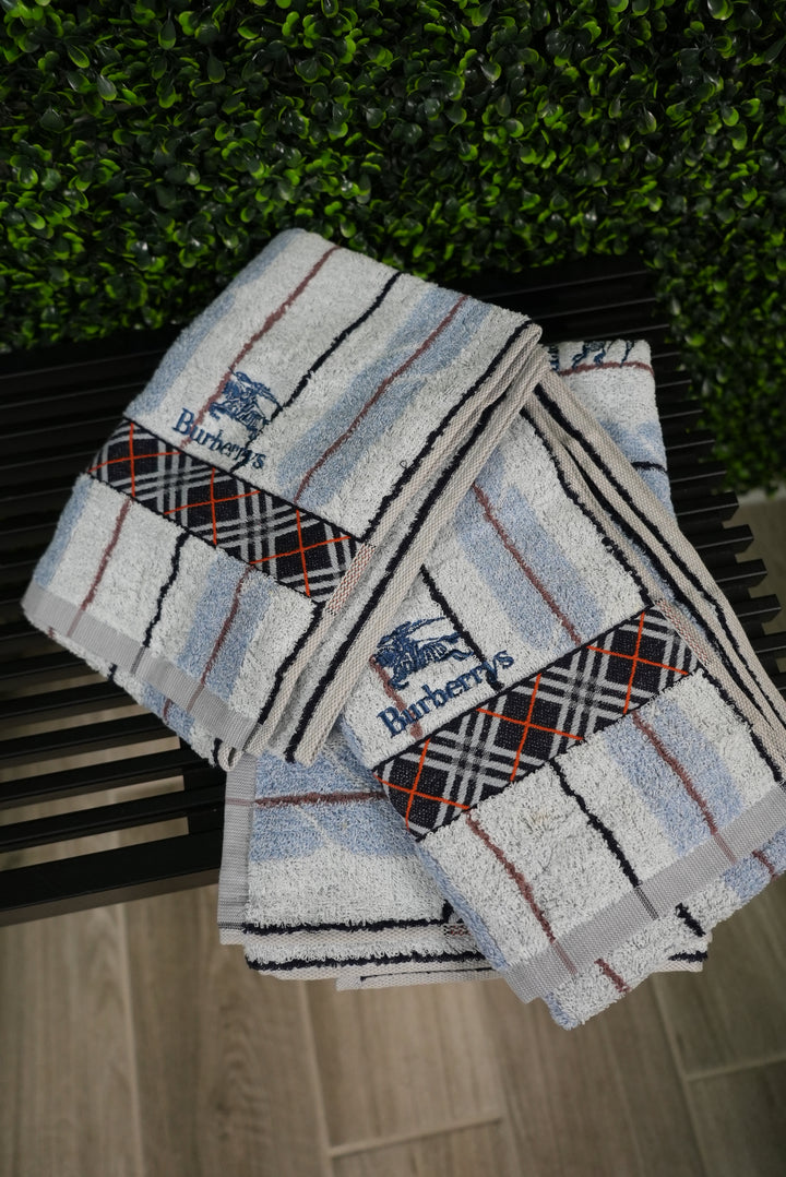 Burberrys Blue Check 3 Towel Set (213)