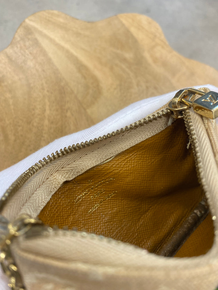 Louis Vuitton Cream Mini Lin Key Cles (2055)