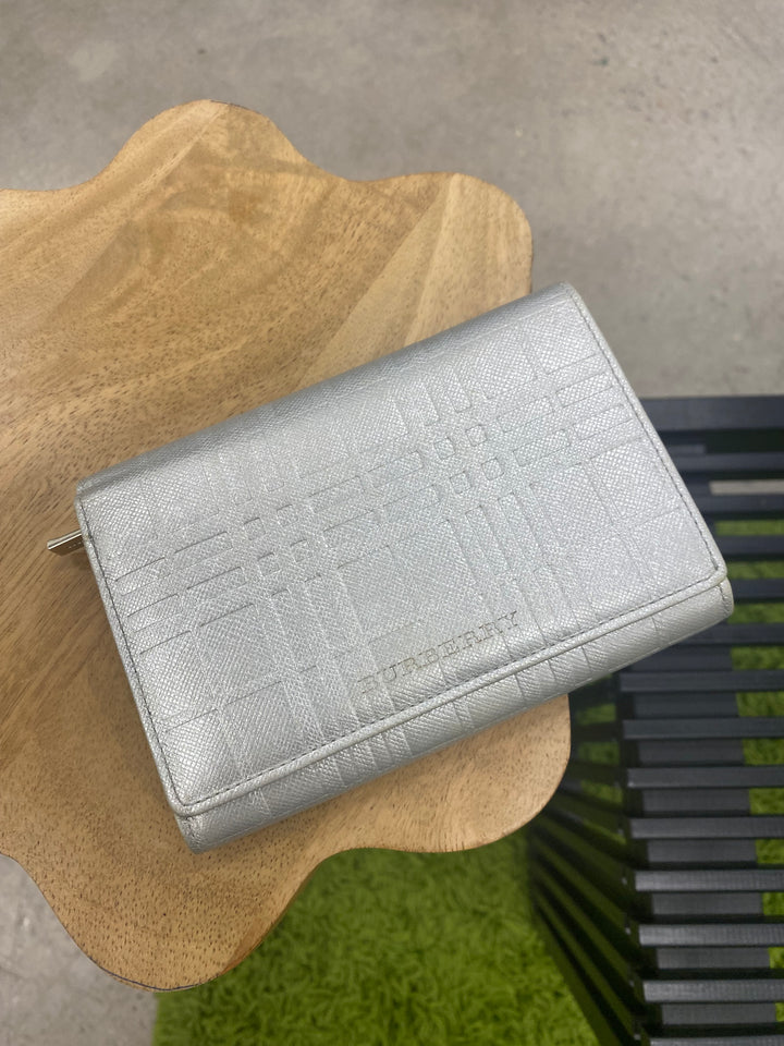 Burberry Silver Check Leather Wallet (4953)
