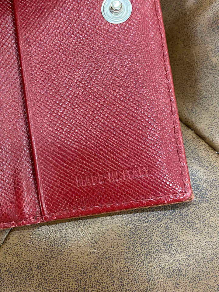 Prada Red Nylon Compact Trifold Wallet (8212)
