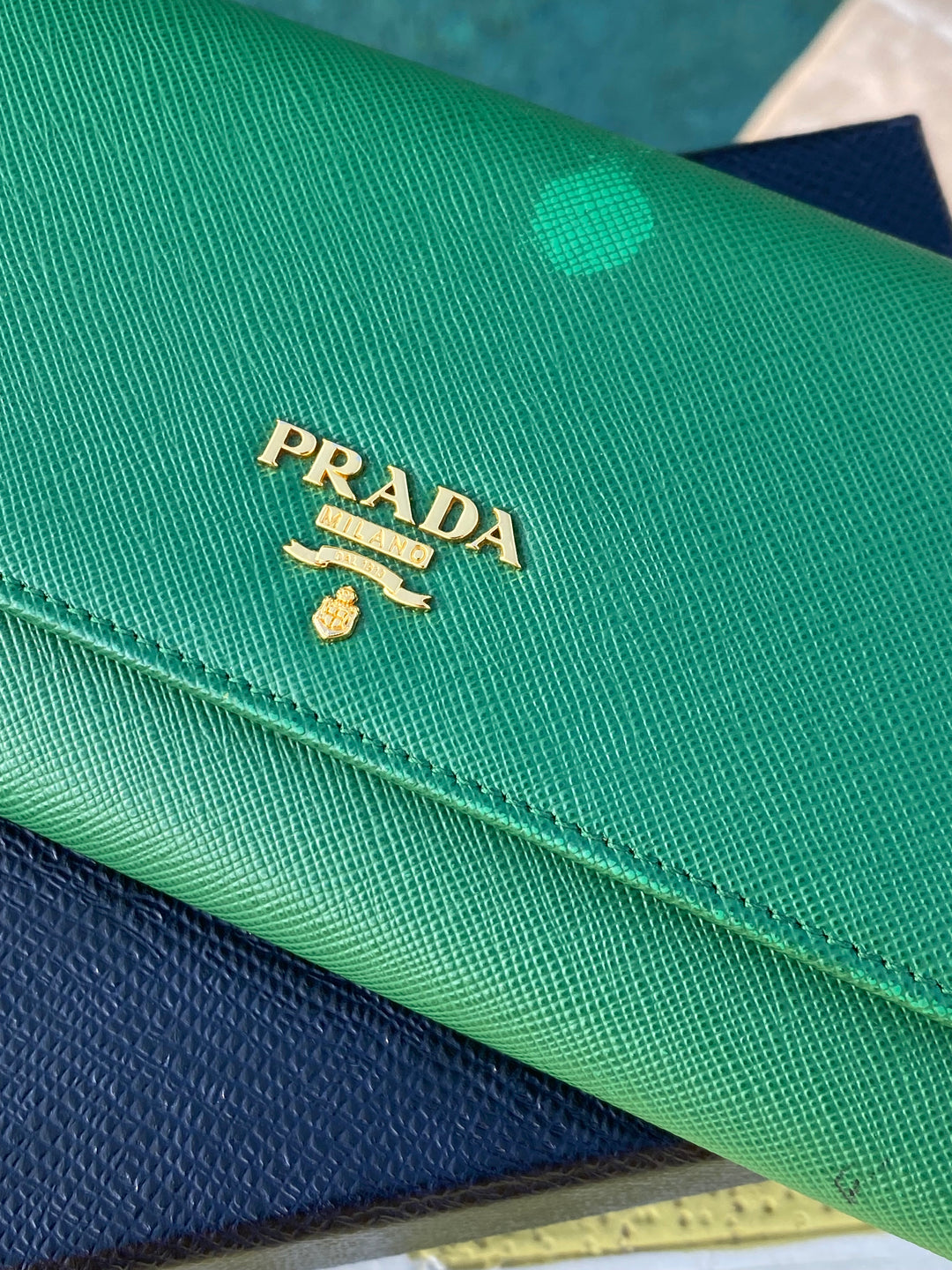 Prada Green Saffiano Long Wallet (5372)