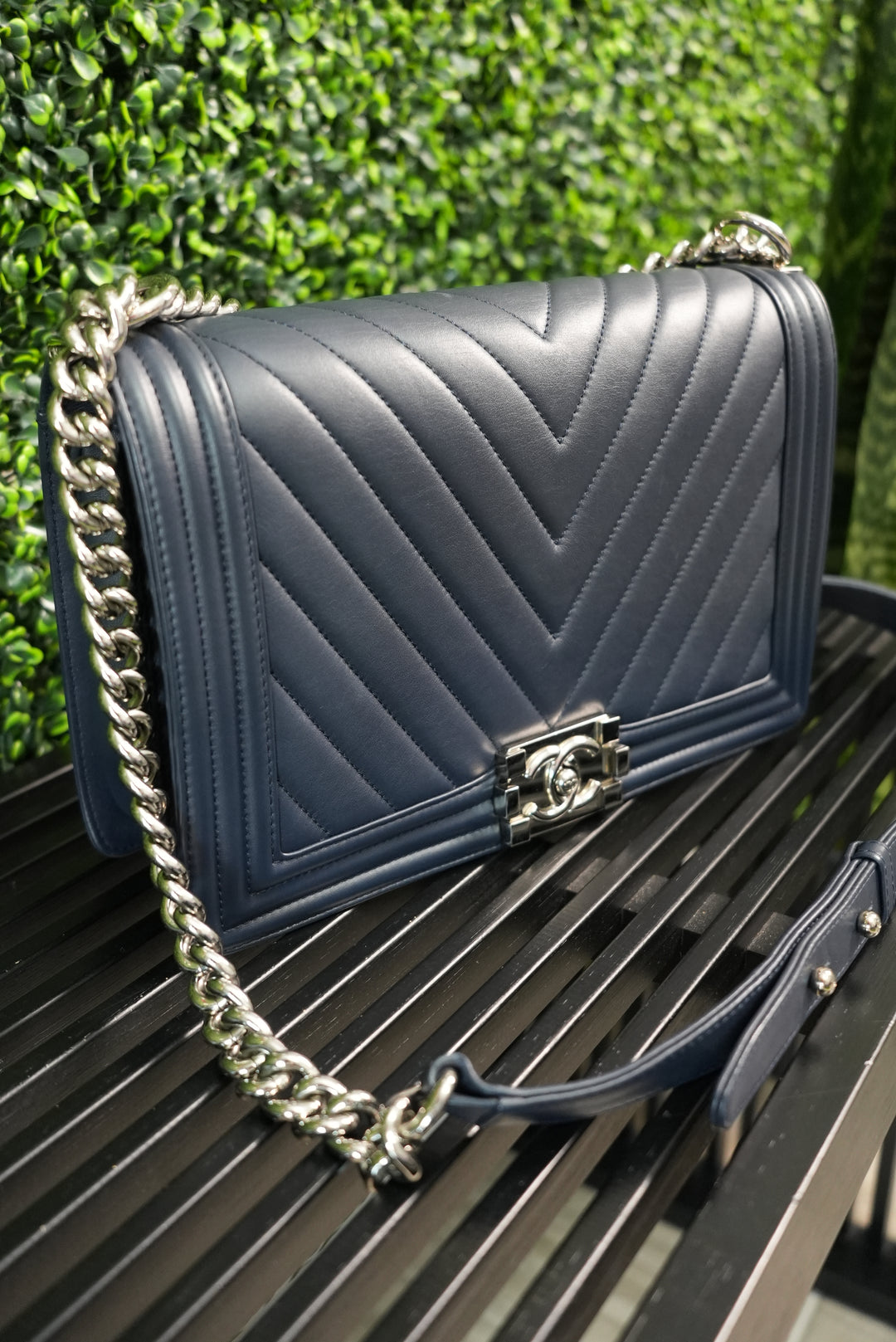 Chanel Navy Lambskin Boy Bag