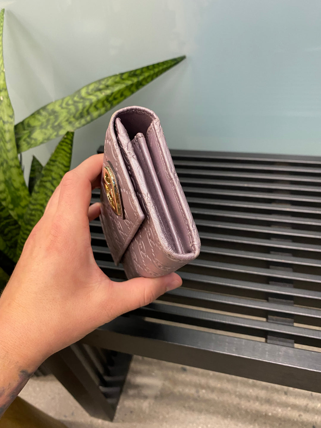 Gucci Metallic Lavender Guccissima Heart Long Wallet (3033)