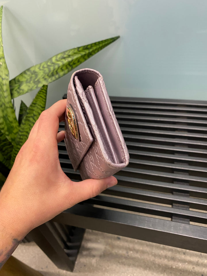 Gucci Metallic Lavender Guccissima Heart Long Wallet (3033)