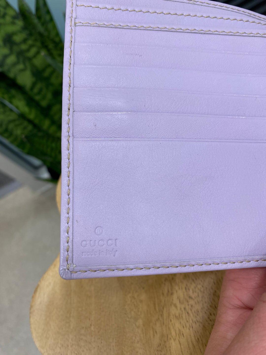 Gucci GG Canvas and Lavender Compact Wallet (5012)
